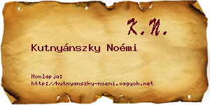 Kutnyánszky Noémi névjegykártya